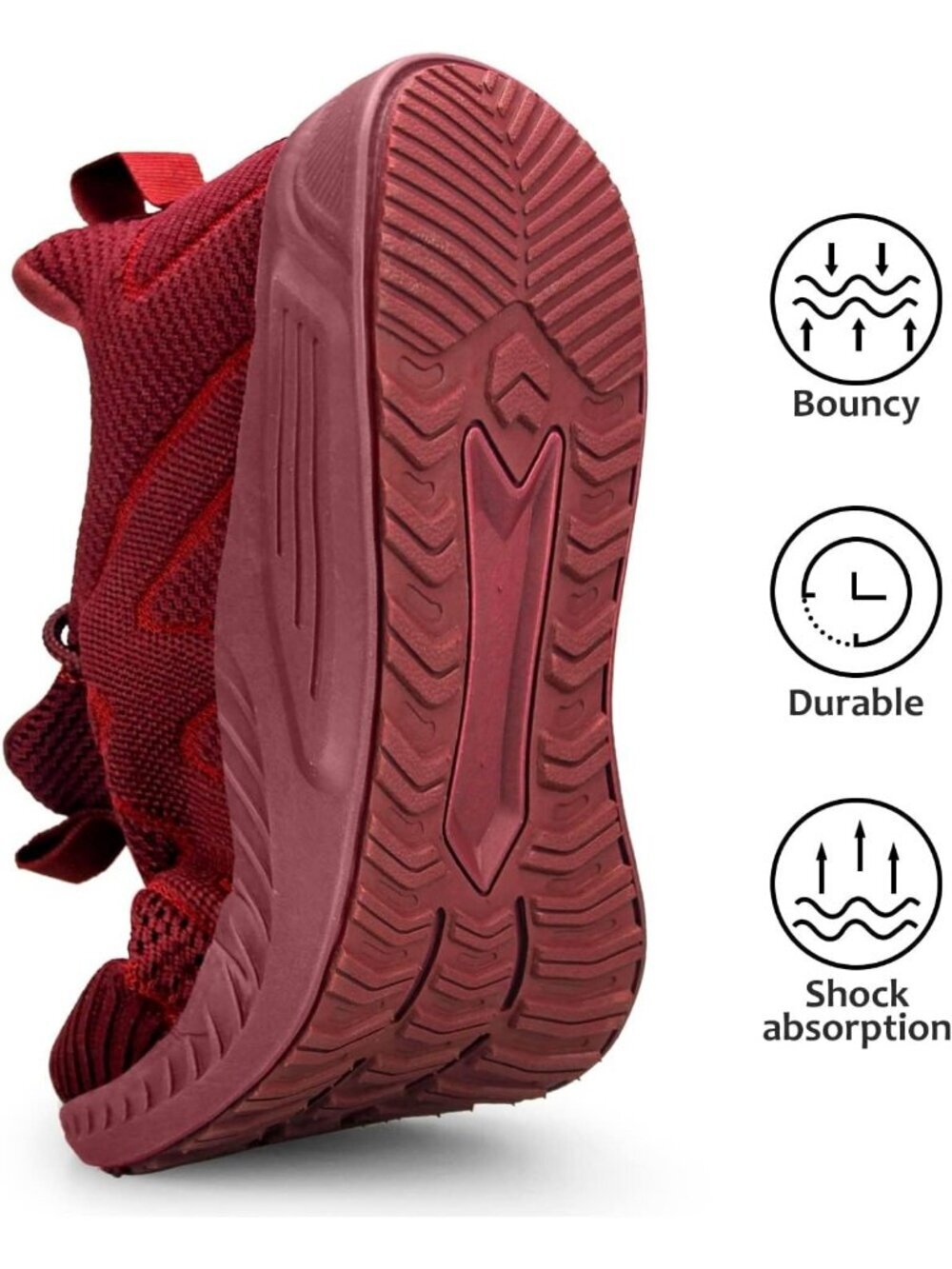 Women's Burgundy Mesh Lightweight Slip on Sneakers for Travel Athletic Shoes - Picture 5 of 6
